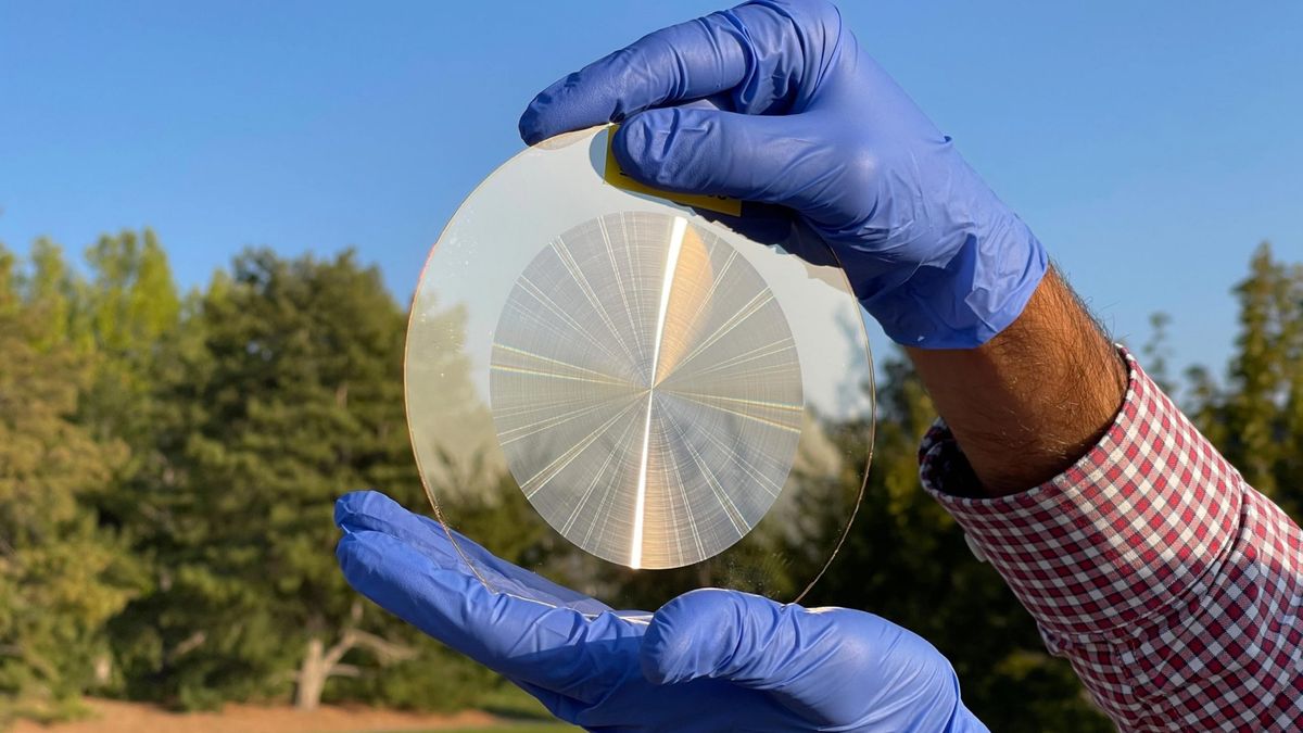 Disc shaped telescope lens in the sun.