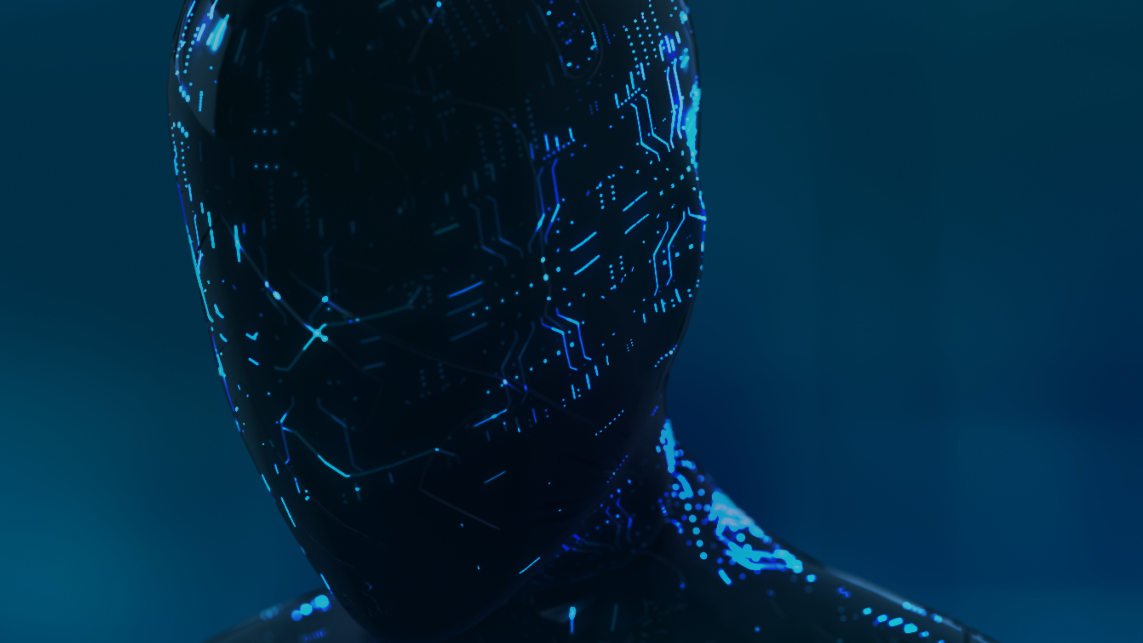 La représentation de l'artiste d'une intelligence artificielle sombre et humaine. 