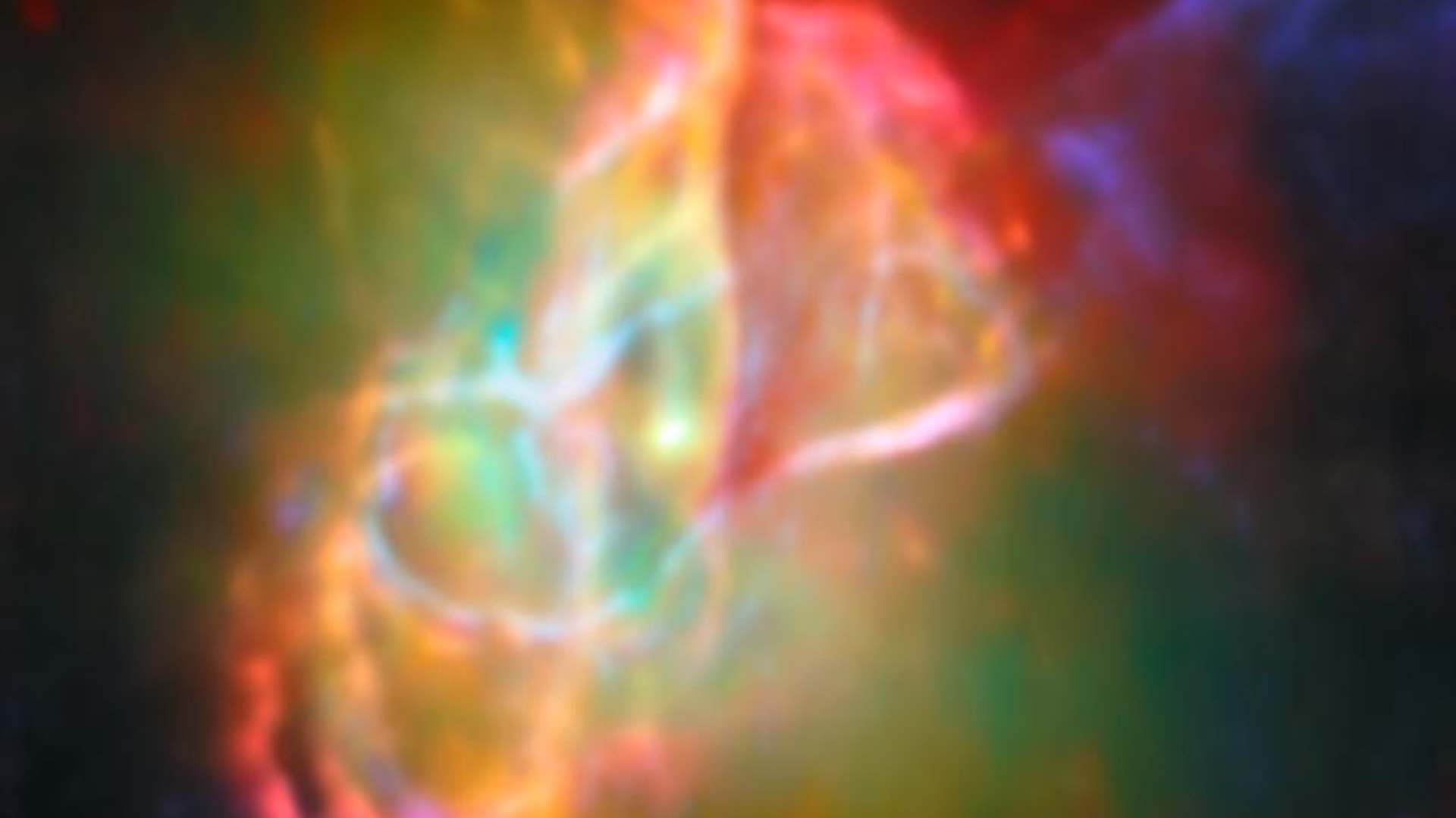 Une image d'une nébuleuse arc-en-ciel à double lobée