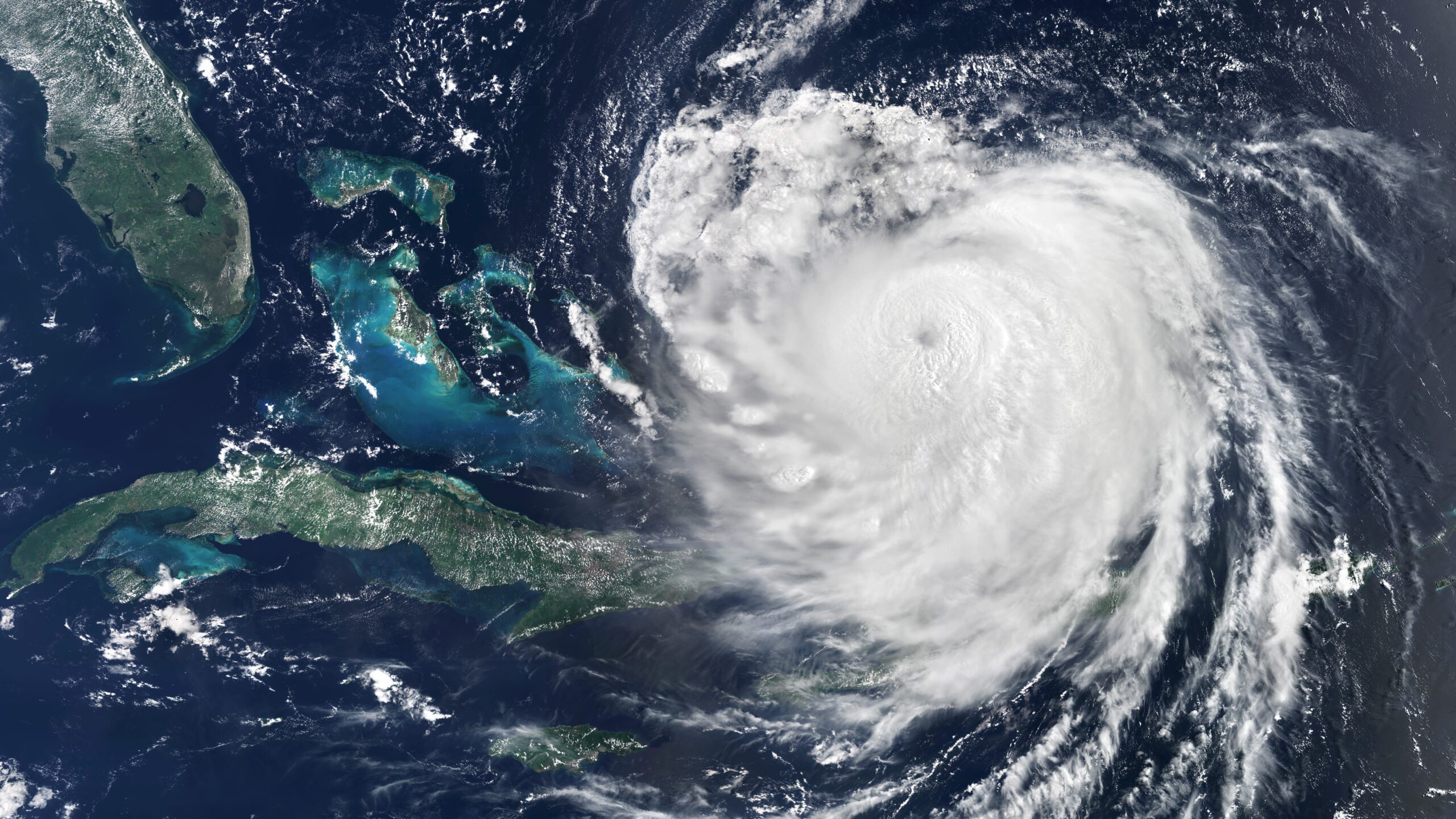 A satellite photo of Hurricane Erin in the Atlantic.