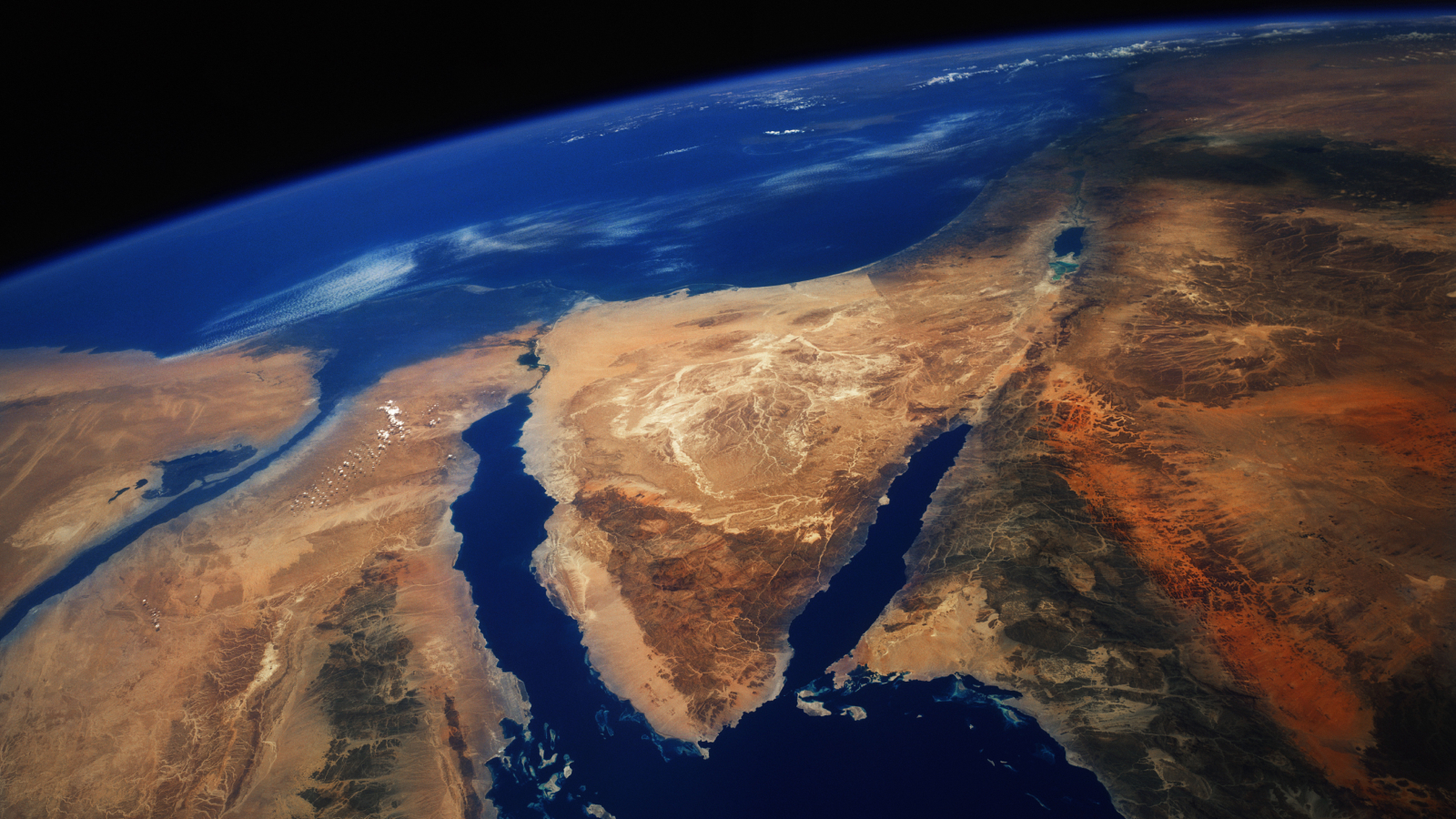 Vue du sommet de la mer Rouge depuis l'espace.