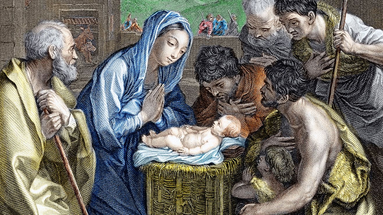 Traditional artwork of the nativity scene