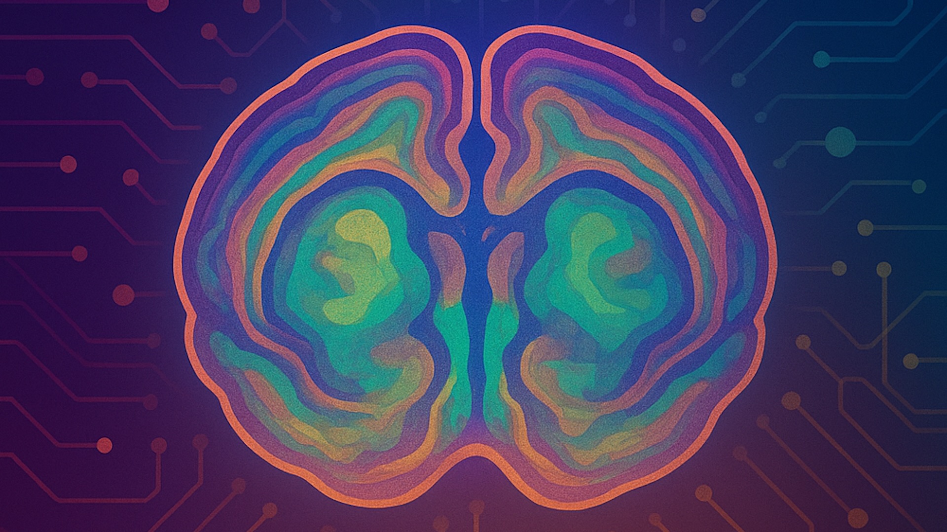 Un rendu généré par l'IA d'un cerveau de souris aux couleurs de l'arc-en-ciel