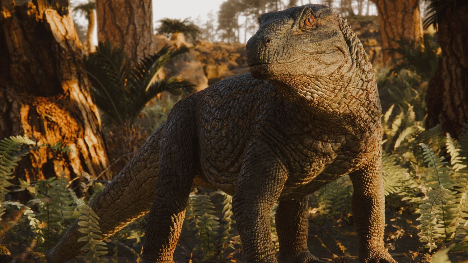 Reconstitution artistique de l'ancêtre du crocodile, Tainrakuasuchus bellator.