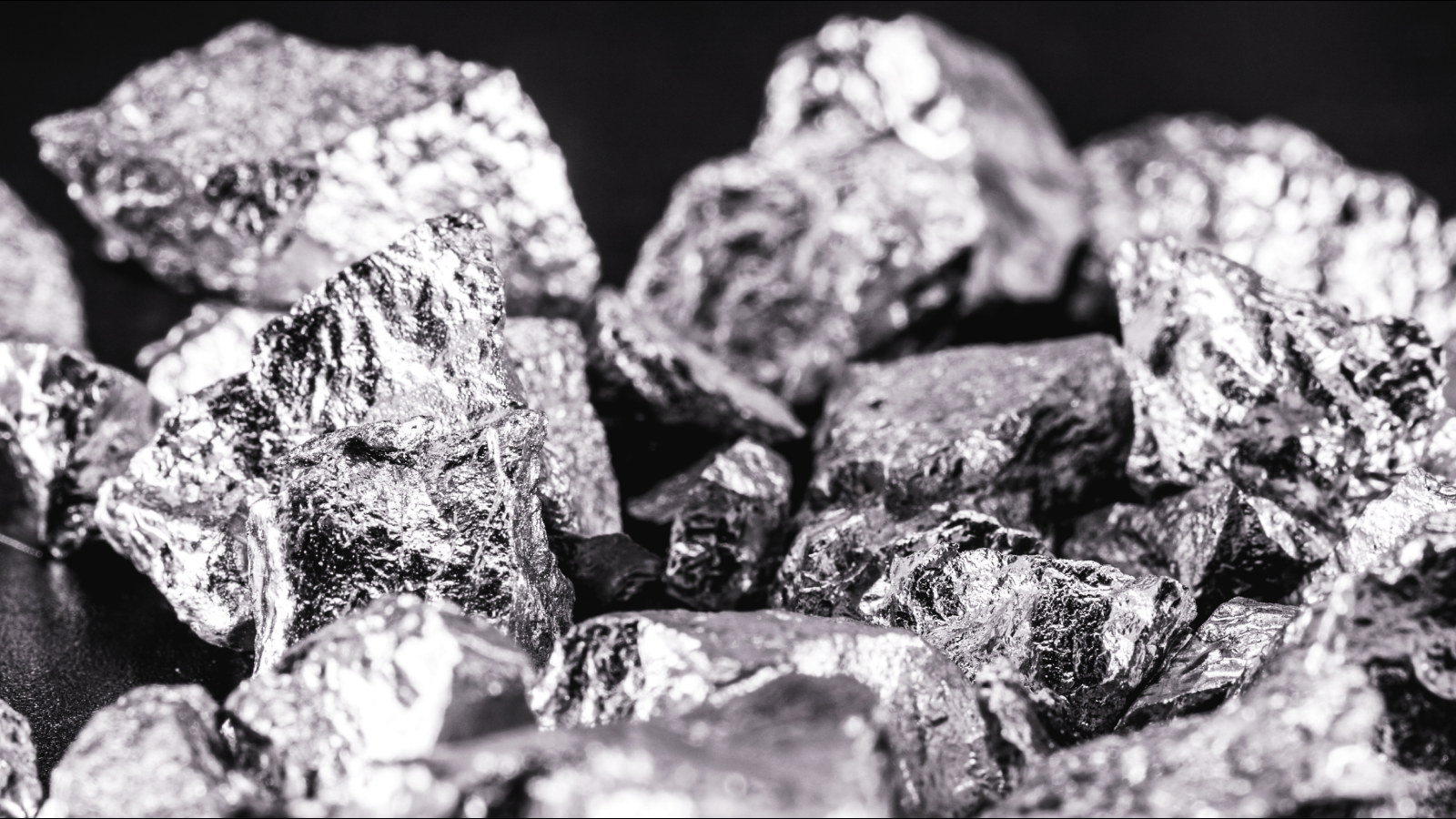 close up of iridium, a shiny, chrome-colored metal