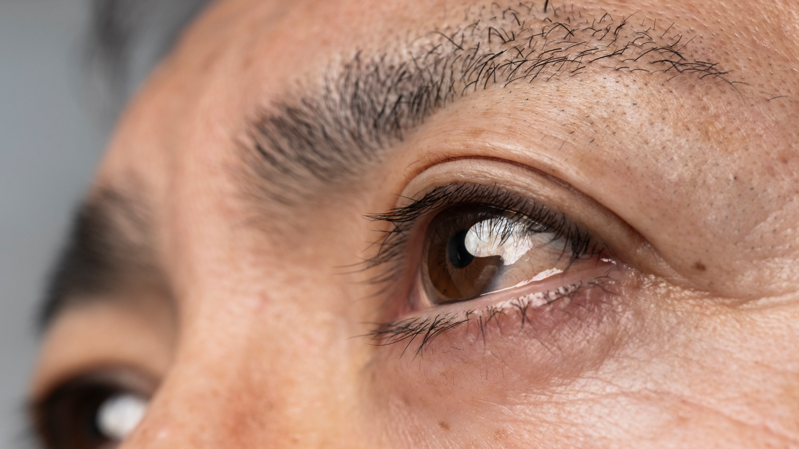 Close up on an older man's eyes