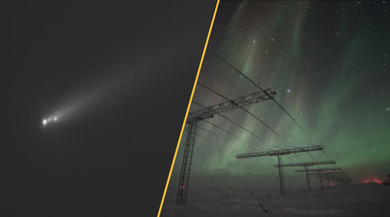 Une comète explosée et des aurores boréales.
