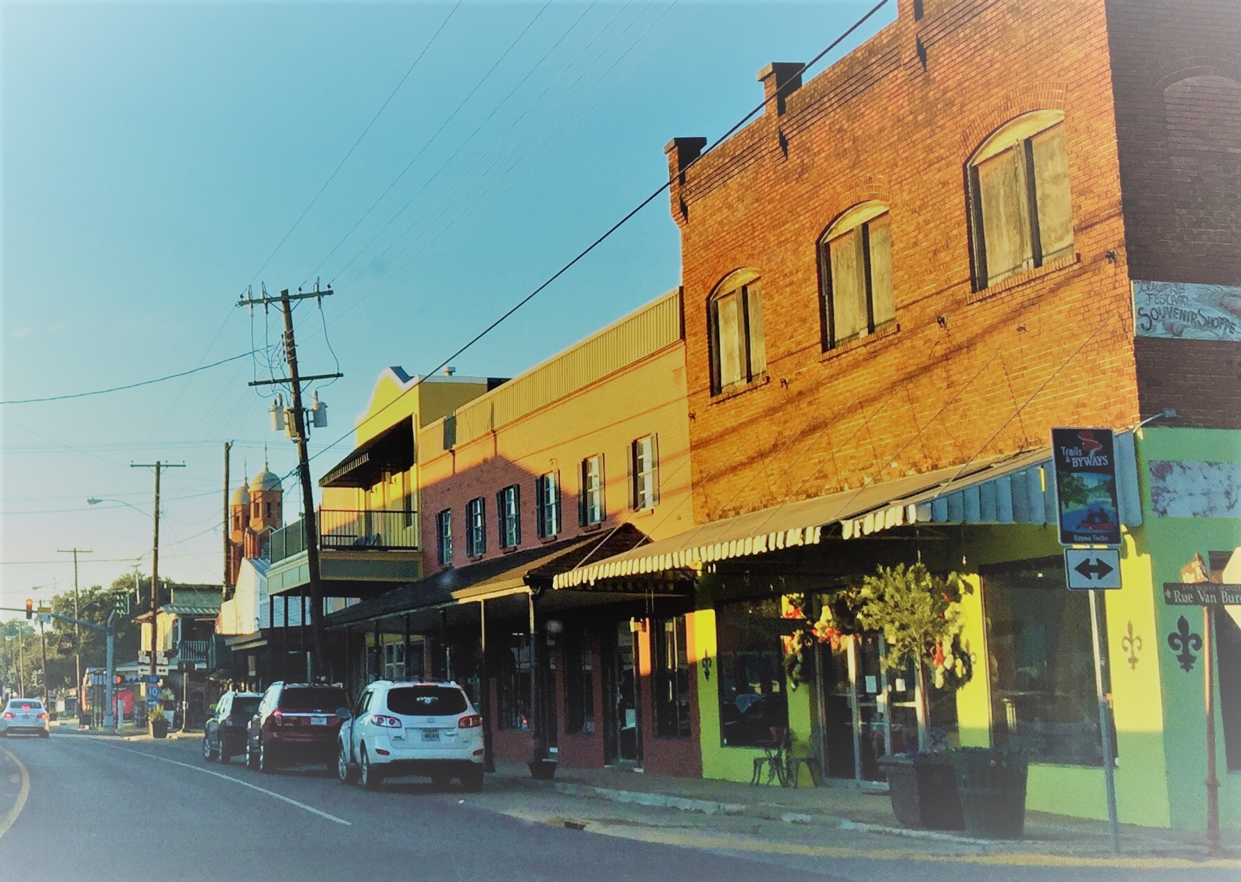10 rues principales cajuns avec musique sur le porche et digues fluviales