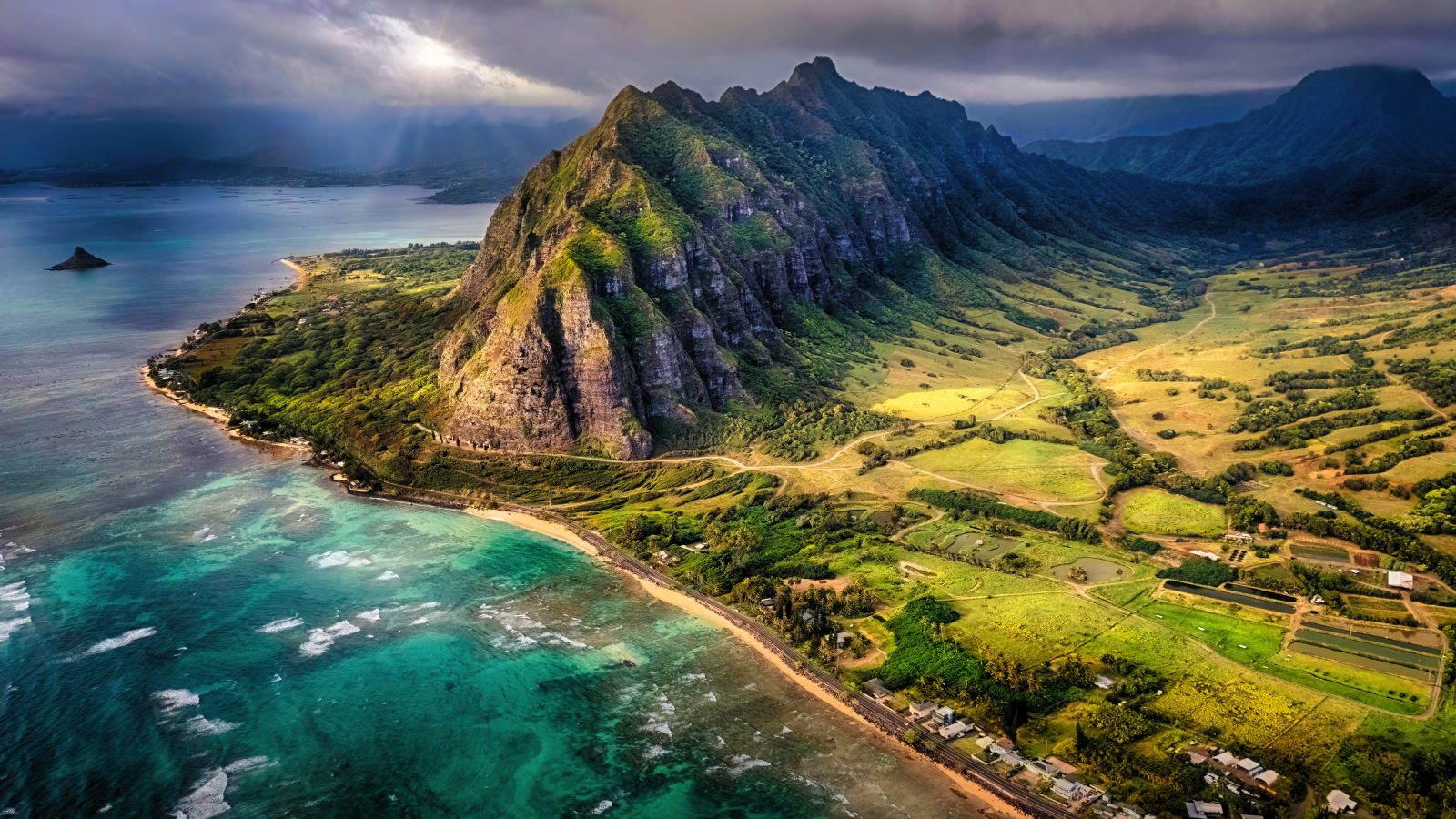 Vue panoramique sur la mer contre le ciel, Kaaawa, Hawaii, États-Unis, USA