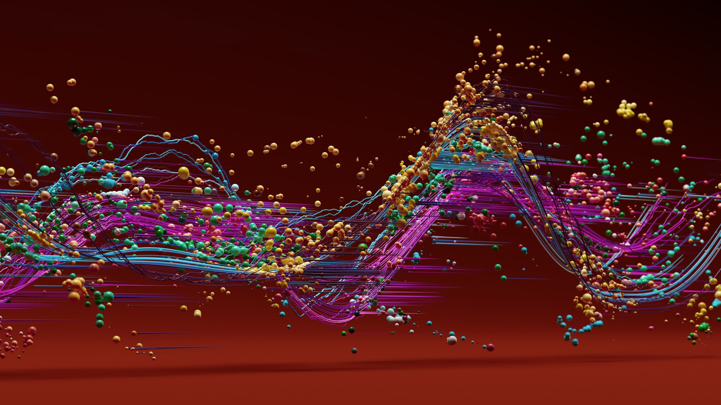 Une illustration de particules se comportant comme une vague