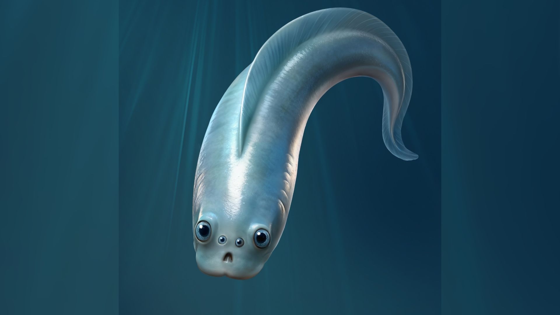 An artist's reconstruction of a myllokunmingid with four eyes.