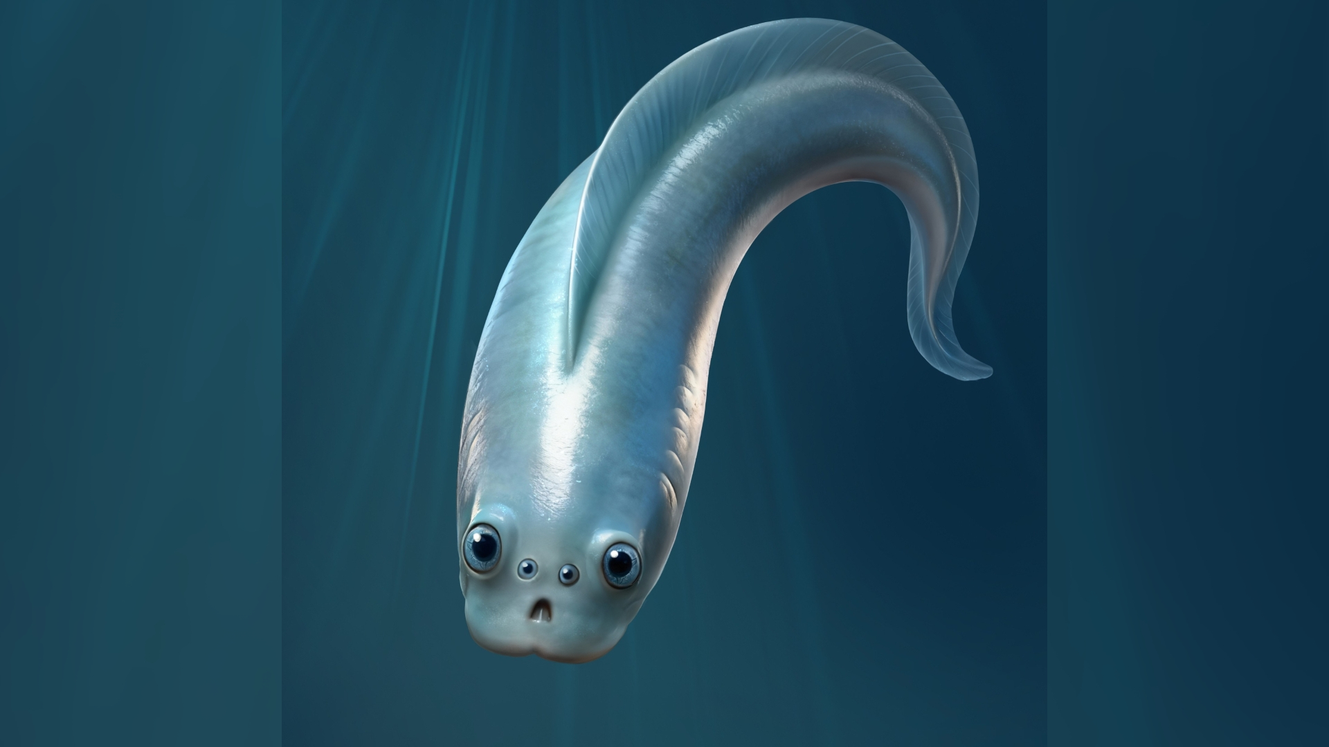 Reconstruction par un artiste d'un myllokunmingid à quatre yeux. 