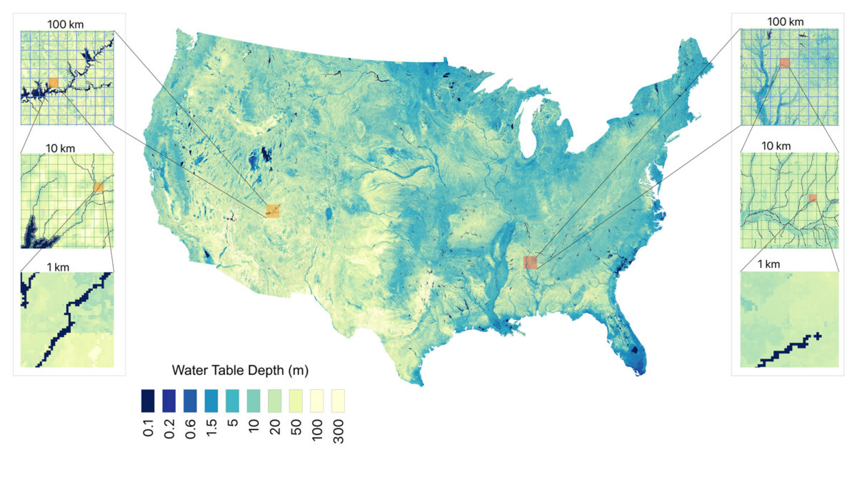 carte des eaux souterraines sous les États-Unis