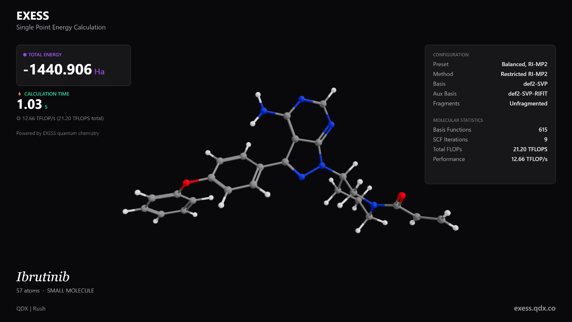 Illustration 3D d'une molécule avec des liaisons hexagonales sur fond noir