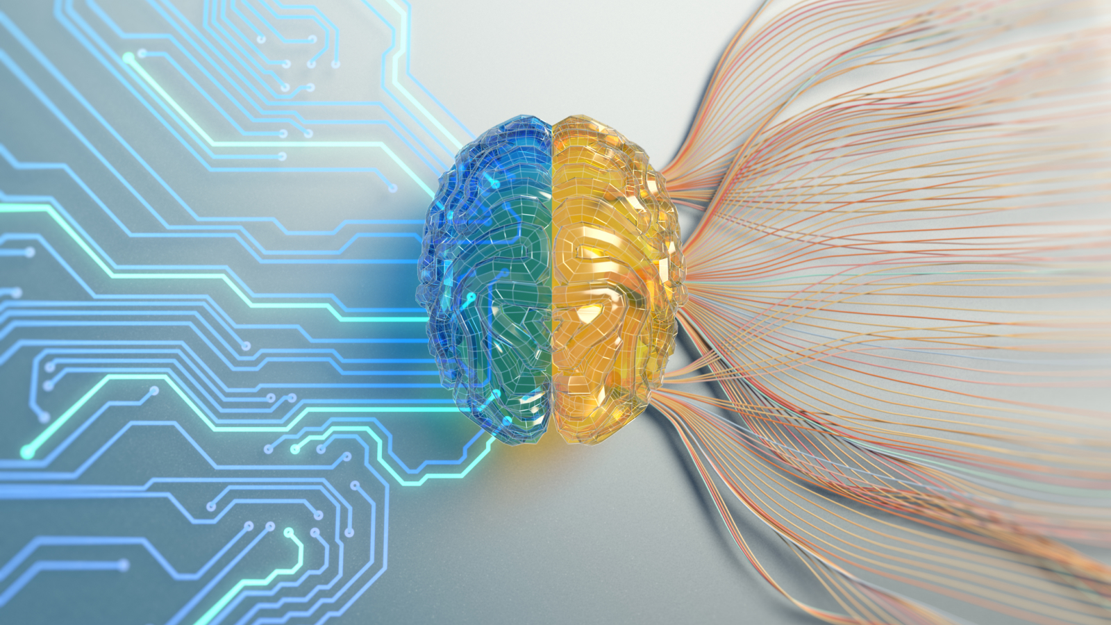 Cerveau d'intelligence artificielle avec circuits et big data.