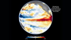 Un satellite de la NASA capture une vague d'eau chaude de plusieurs centaines de kilomètres de long qui signale un El Niño d'une puissance dévastatrice