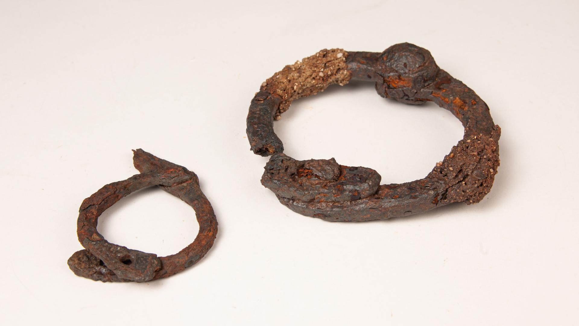 two iron shackles