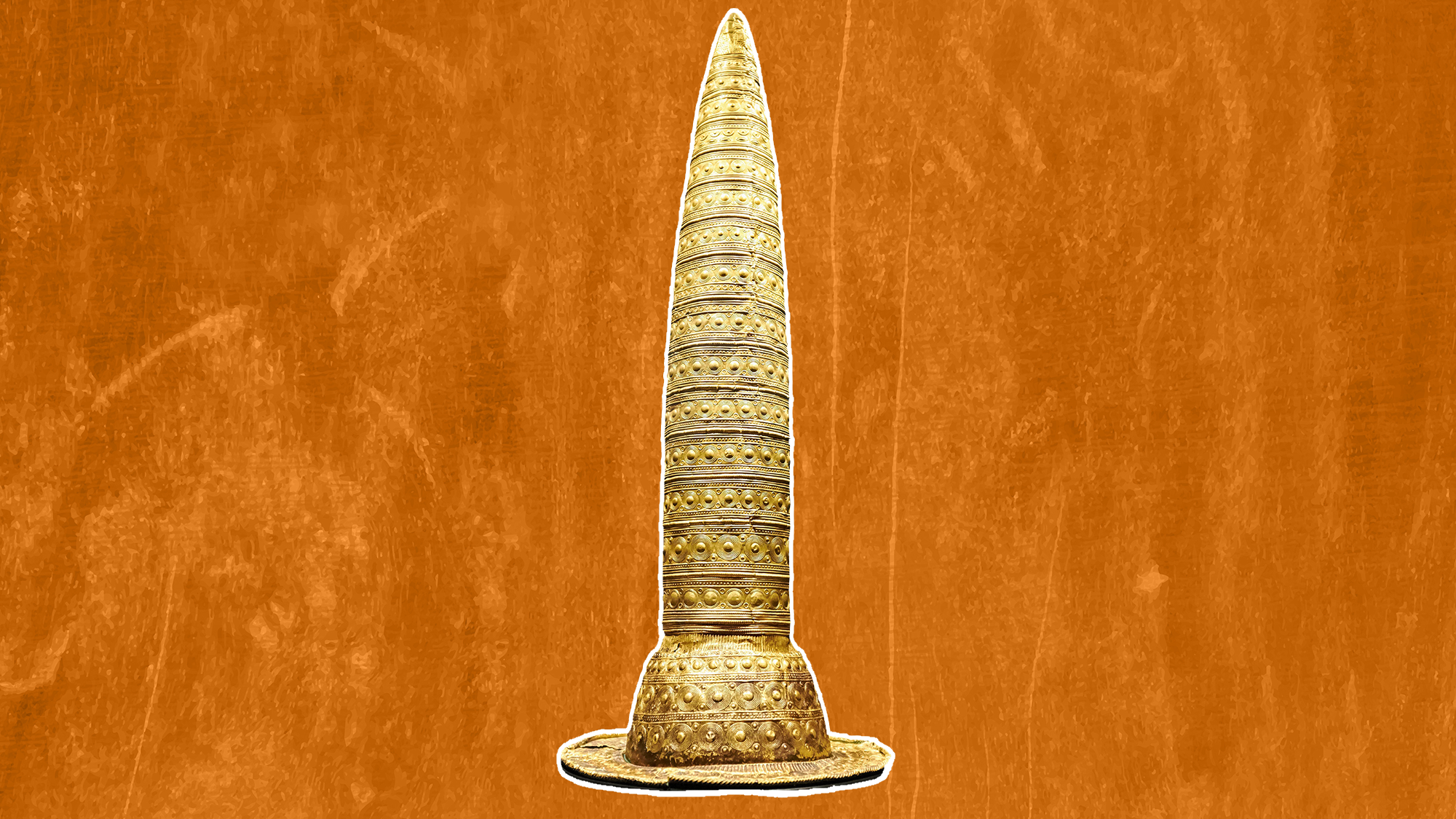 Chapeau en or de Berlin : une coiffe de cérémonie vieille de 3 000 ans qu'un culte utilisait pour suivre le soleil, la lune et les éclipses lunaires.