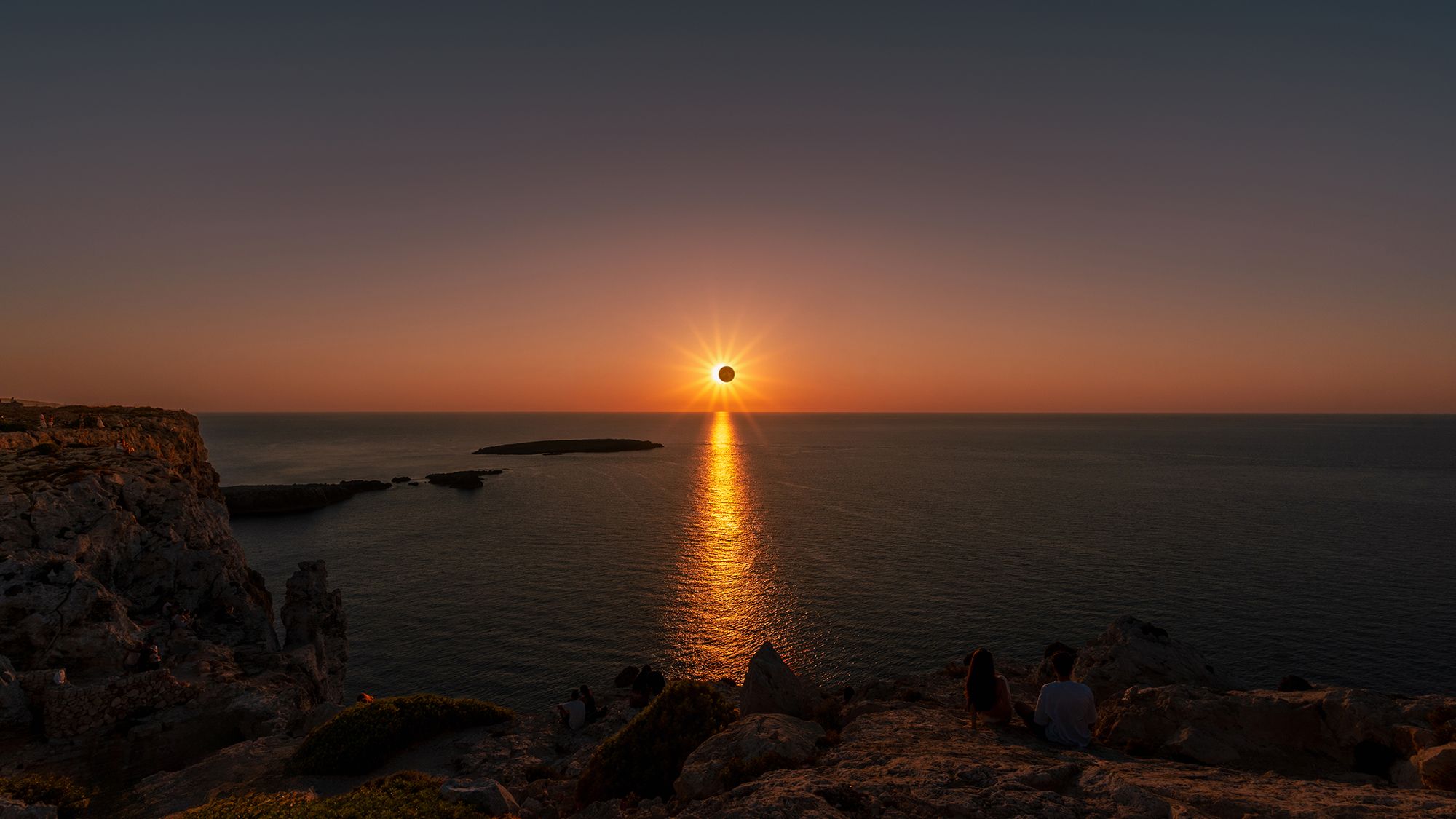 A total solar eclipse over the ocean