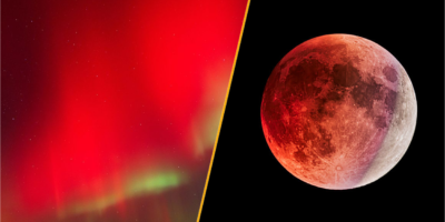 De rares aurores boréales rouges pourraient être visibles aux côtés de la lune rouge lors de l&rsquo;éclipse lunaire partielle de demain soir.