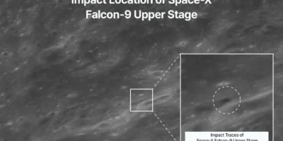 Les premières photos du crash de la fusée lunaire SpaceX montrent un trou noirci creusé dans la surface de la lune