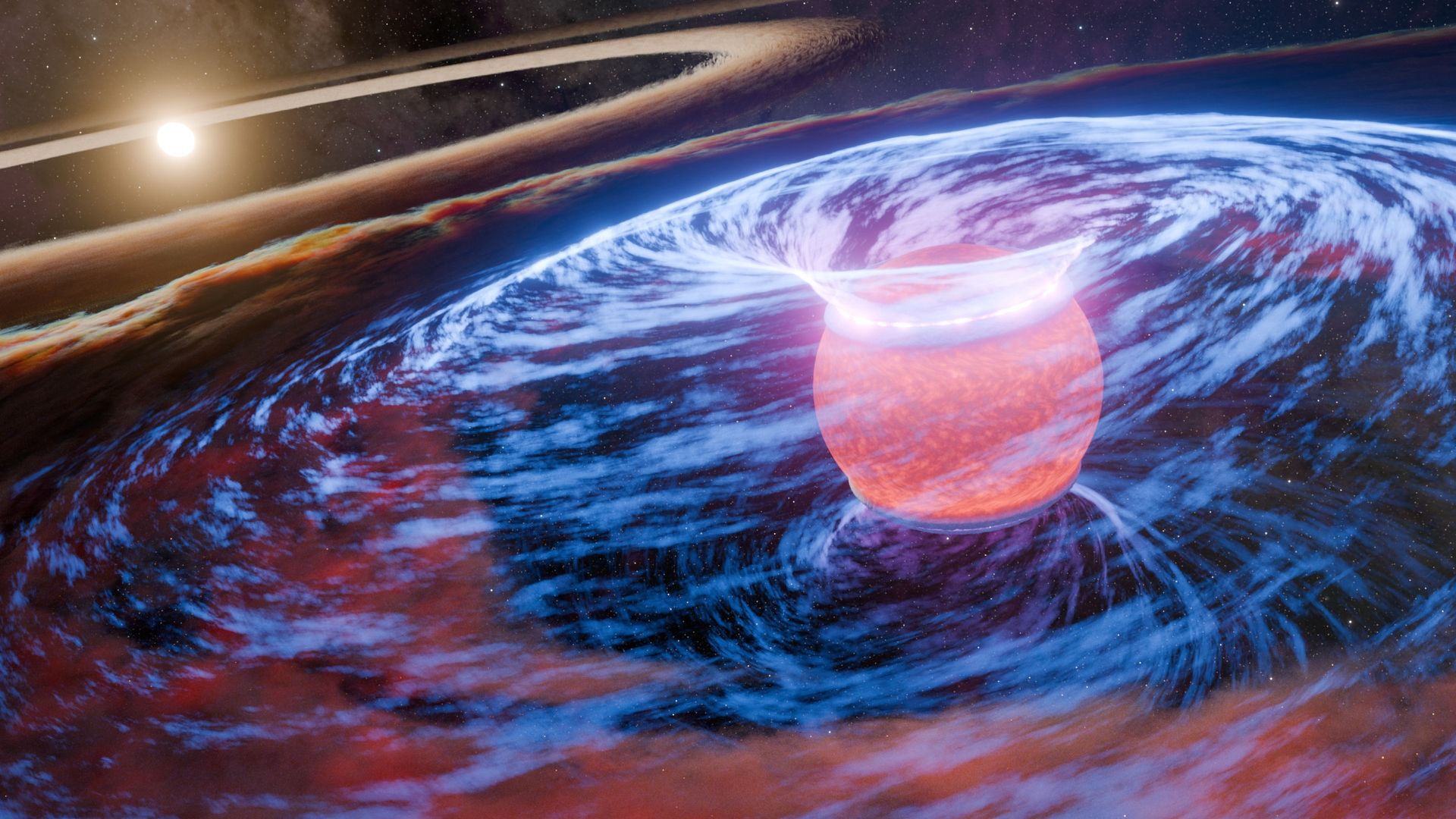 Illustration d'une exoplanète formée à partir de poussière à l'intérieur d'un disque protoplanétaire