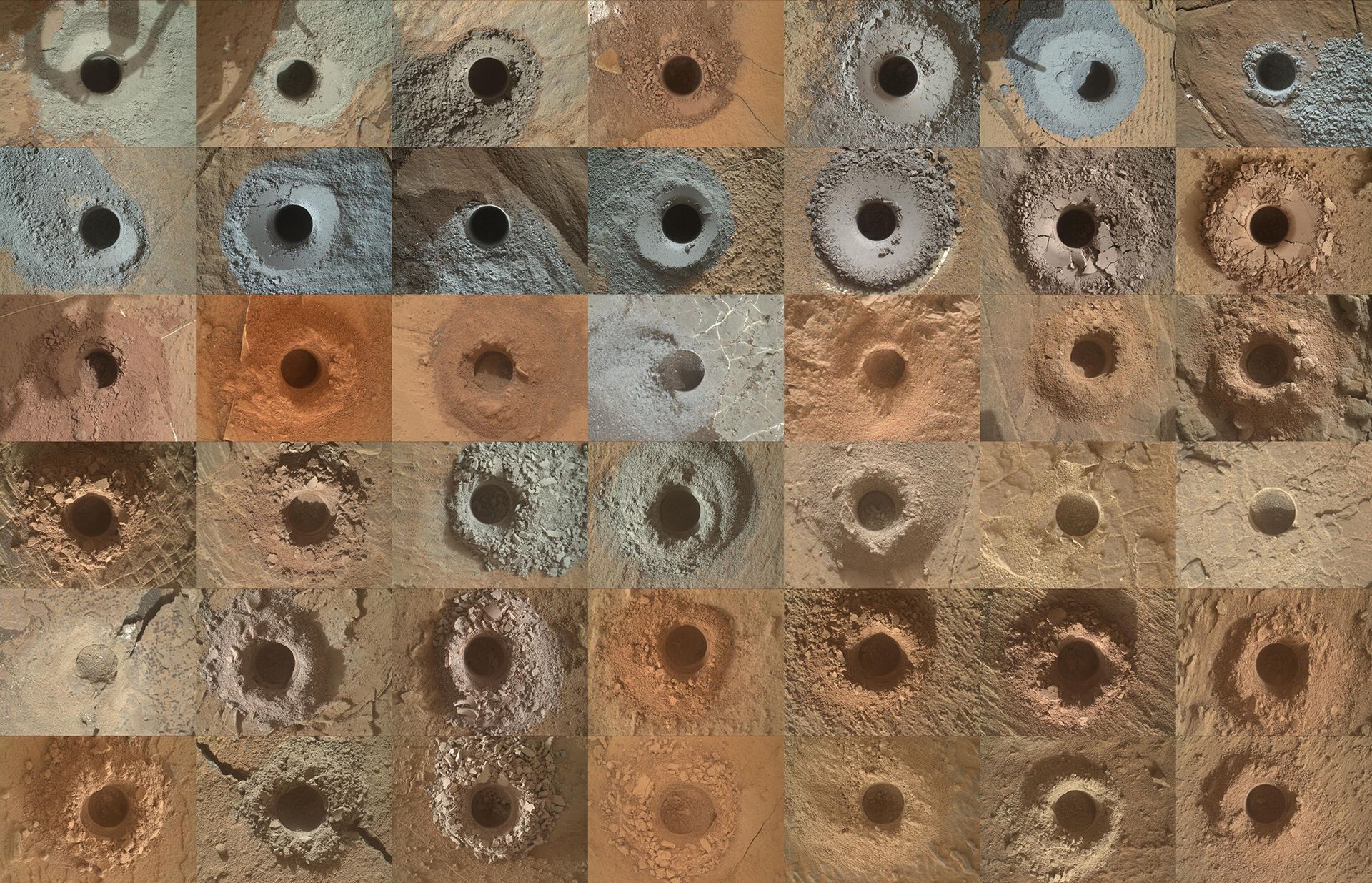 Une série d’images carrées avec des trous dans la terre.