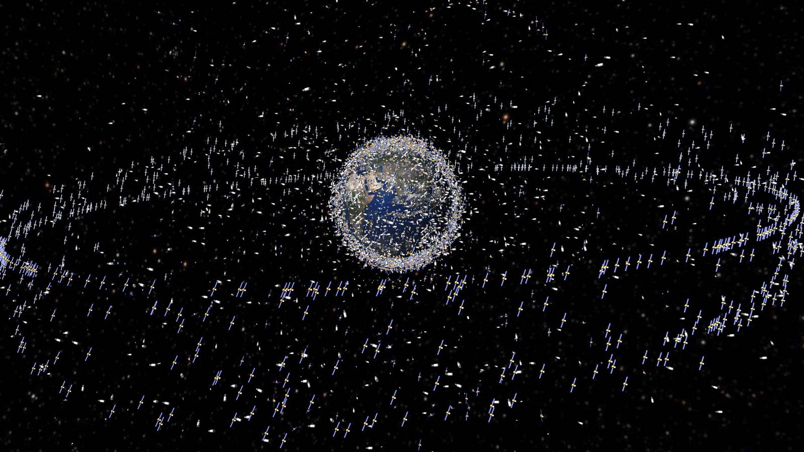 Illustration de milliers de satellites qui pullulent autour de la Terre