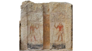 A ancient stone artifact with hieroglyphics on it