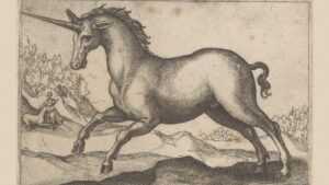 A drawing of a unicorn.