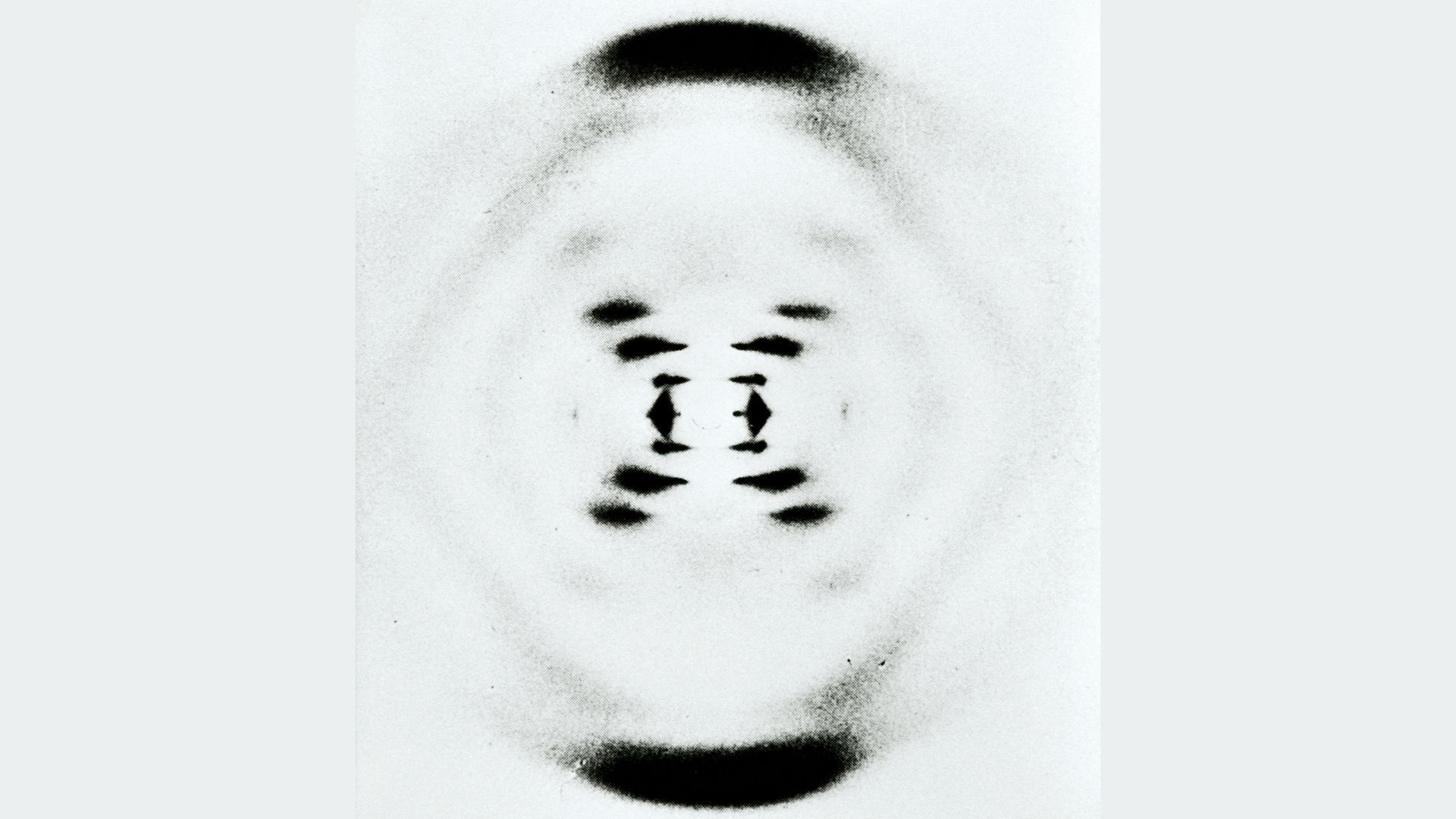 A black and white image with a series of dark dots.