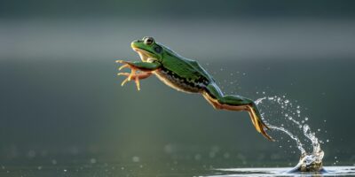 Des roboticiens présentent un petit robot ressemblant à une grenouille, capable de sauter sur des surfaces mouillées et de nager