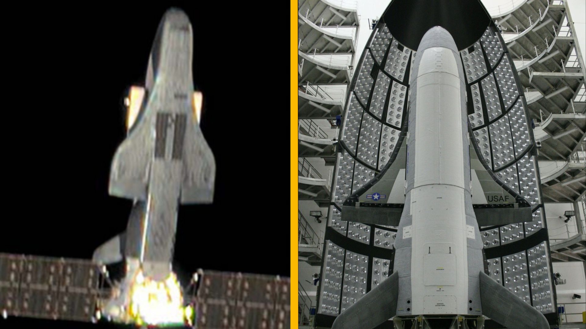 Photos côte à côte de Shenlong et X-37B