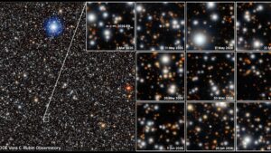 A mosaic of images captured by NSF–DOE Vera C. Rubin Observatory of the newly discovered dwarf planet candidate 2026 ED138 (ED138).