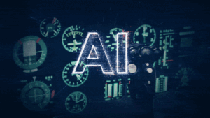 A GIF showing the letters "AI" in front of a series of clocks